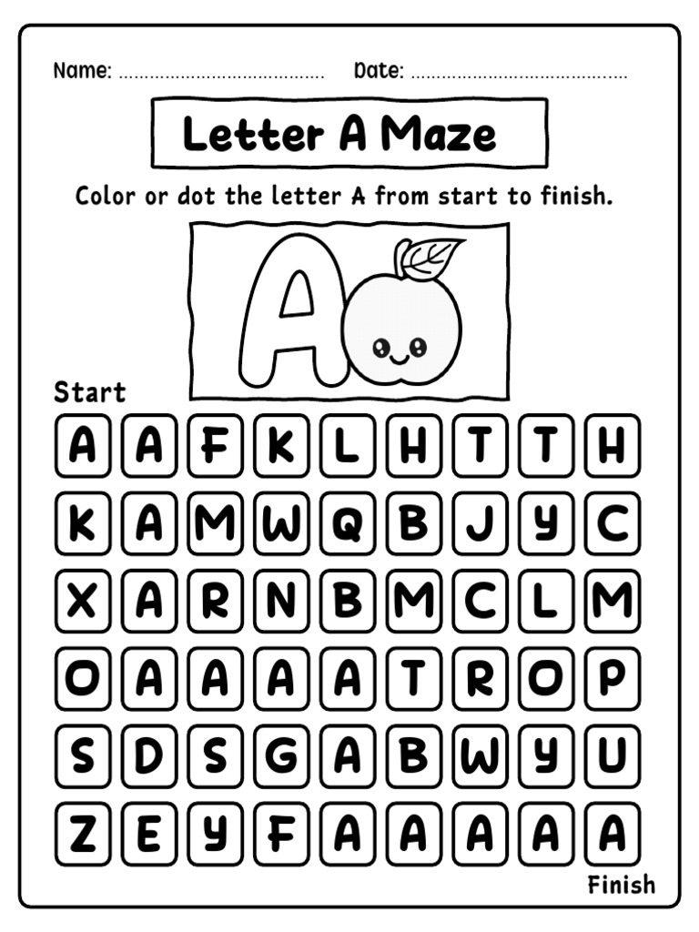 Alphabet maze worksheets pdf collation graphemes