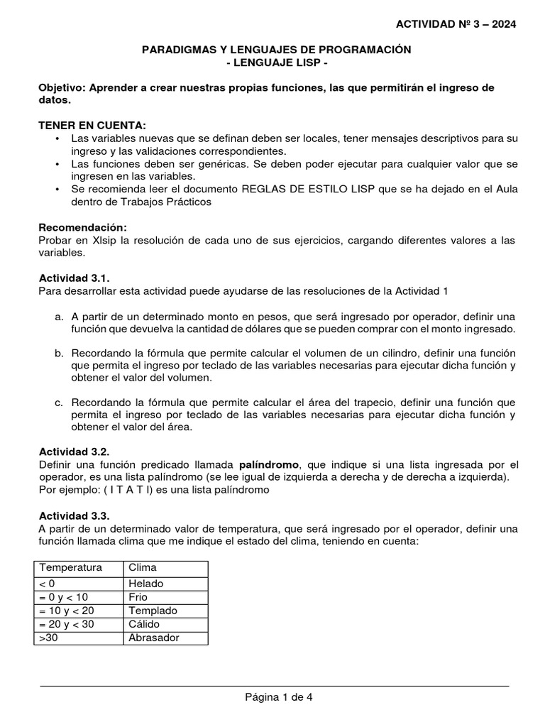 Actividad N°3 Programación Funcional | PDF | Lenguaje de programación ...