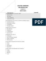 Vacation Homework SUB: BIOLOGY (044) Class: Xi Work Sheet Section - A (1X20 20)