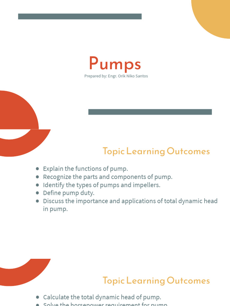 Powerpoint Lecture On Pumps | PDF | Pump | Fluid Dynamics