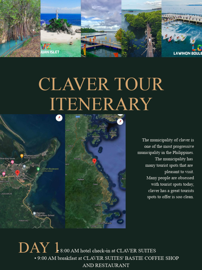 Group 5 Claver Tour Itinerary | PDF | Eating Behaviors Of Humans | Cuisine