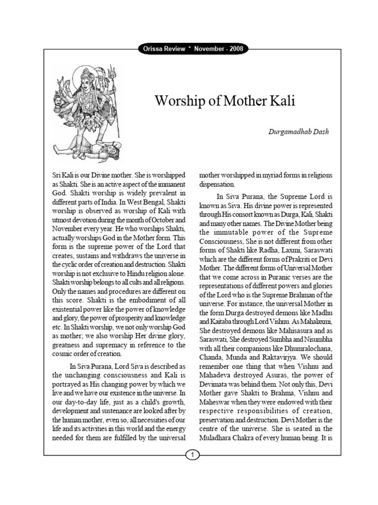 Worship of Divine Mother Kali | PDF | Kali | Devi