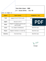 Pinkz Public School - CBSE Grade X - Course Outline - July-'23 Date: 02 August 23