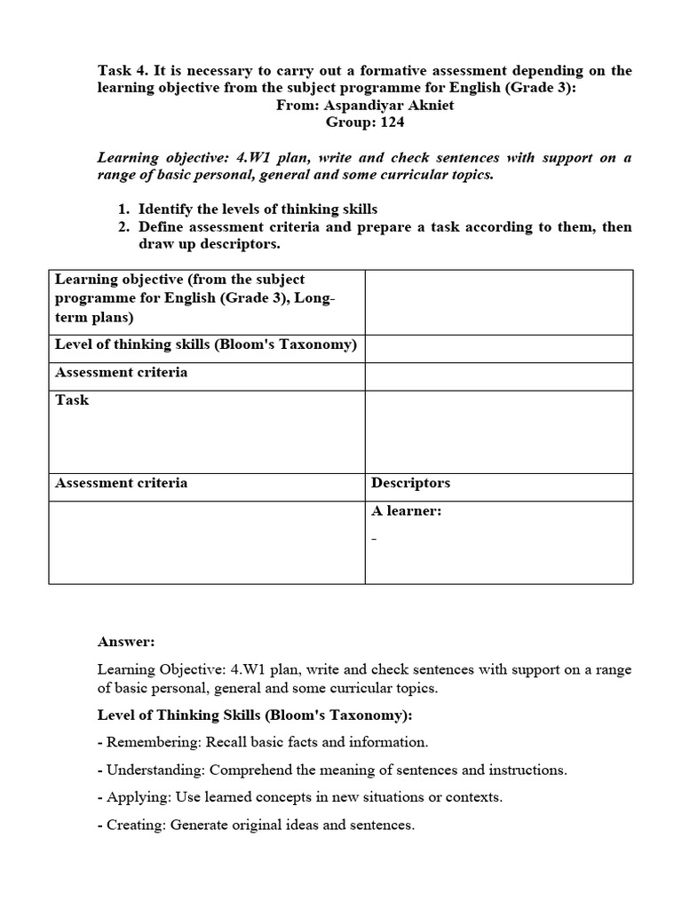 Task 4 Akniet | PDF | Educational Assessment | Learning