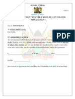 APPOINTMENT LETTER Repblick of Kenya WANGANGA