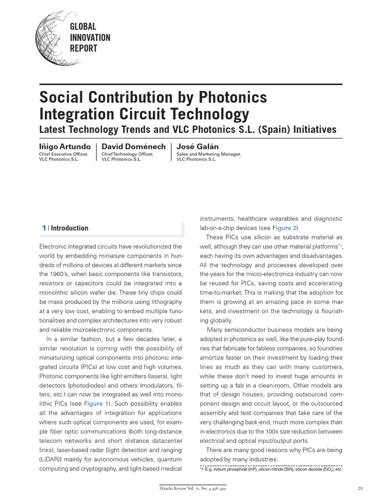 Photonics Integration Circuit Advances | PDF | Photonics | Lidar