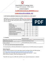 Spot Round 2023 For Btechb Arch Admission at Nit Calicut Under Dasaciwg Scheme - 0