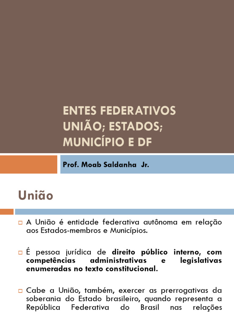 Competências dos Entes Federativos | PDF | Constituição | Federação