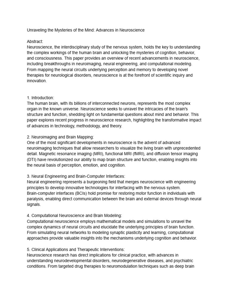 Advances in Neuroscience Research | PDF | Neuroscience | Brain