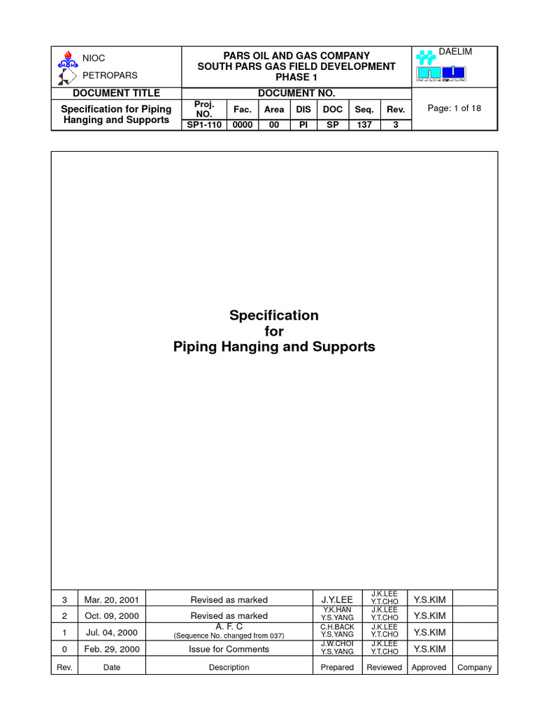 Specification For Piping Support sp110 | Download Free PDF | Pipe ...