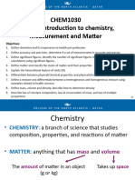 Week 1 - Introduction To Chemistry, Measurement and Matter