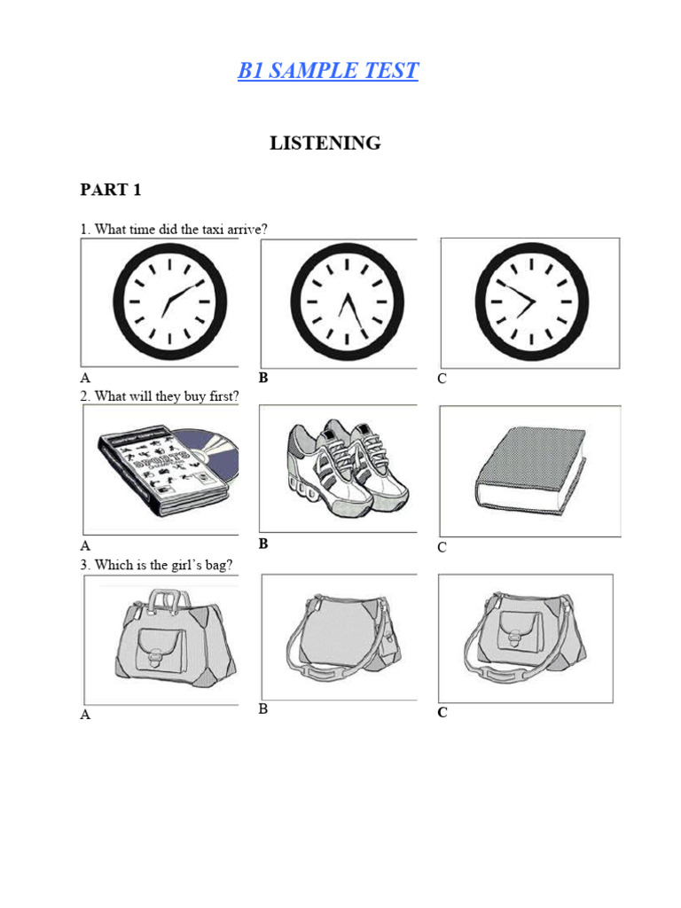 B1 Listening and Reading Test Sample | PDF | Elevator