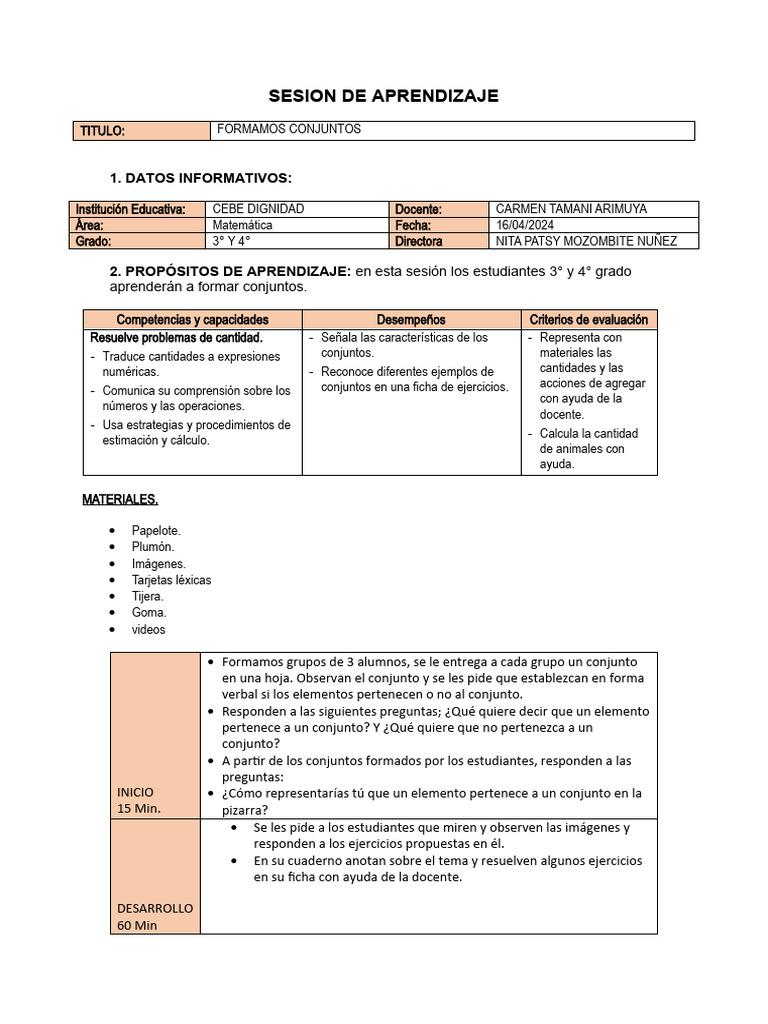 Sesion de Aprendizaje 16-04-2024 | PDF | Cognición | Ciencia cognitiva