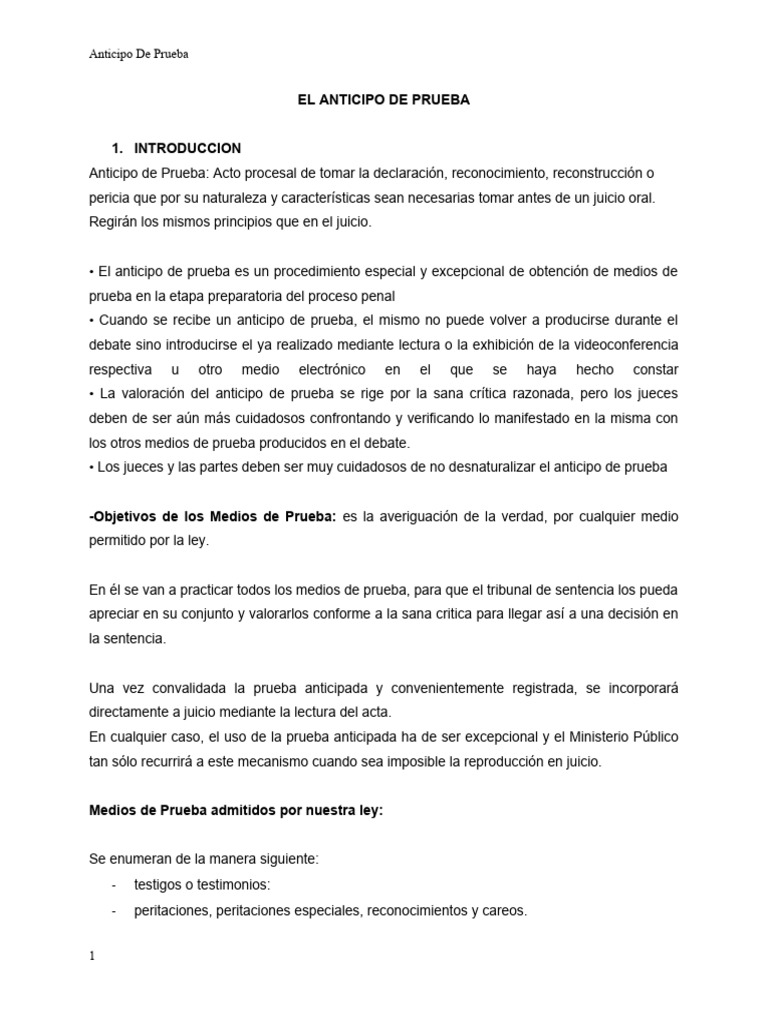 El Anticipo de Prueba | PDF | Evidencia (ley) | Sentencia (ley)
