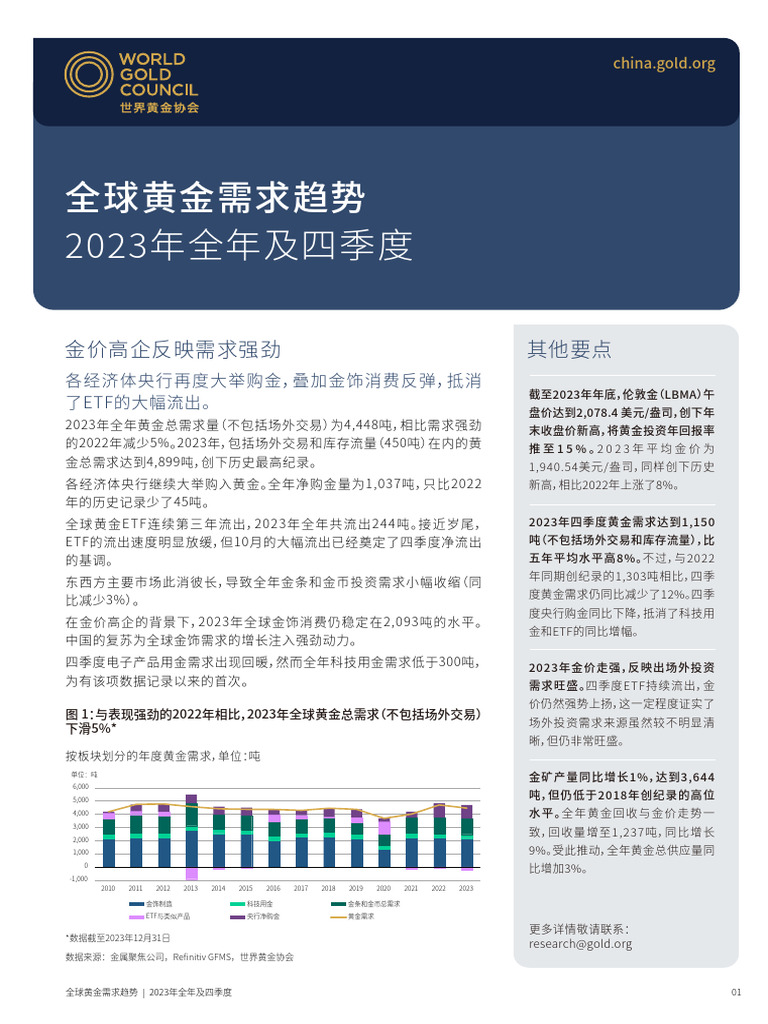黄金需求趋势2023年全年及四季度完整版| PDF