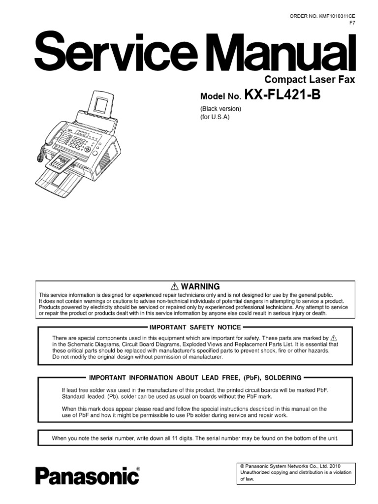 KX-FL421-B Compact Laser Fax Guide | PDF | Image Scanner | Solder