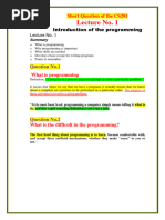 Short Question of The CS201 Lecture No 1