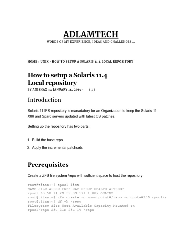 Setup Solaris 11.4 Local Repository | PDF | Zip (File Format ...