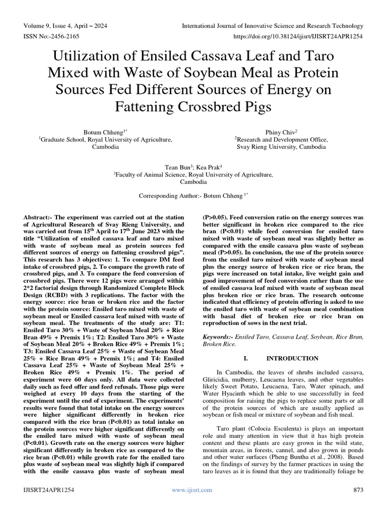 Protein Sources for Fattening Pigs | PDF | Soybean | Flour