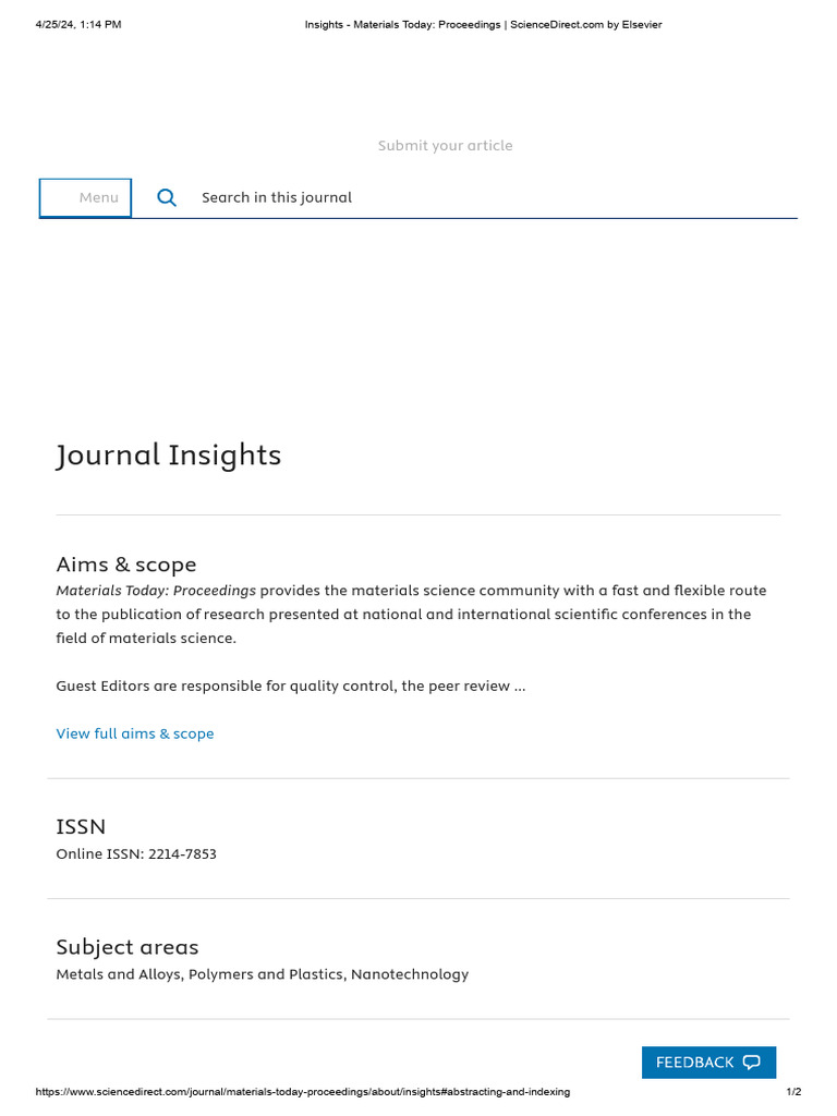 Insights Materials Today_ Proceedings _ by Elsevier