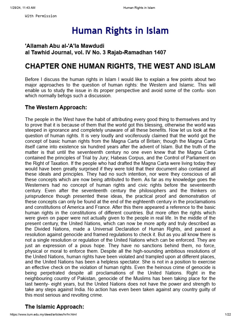 Human Rights in Islam Explained | PDF | Slavery | Defamation