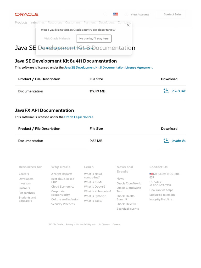 Java Development Kit 8 Documentation | PDF | Oracle Corporation | Java ...