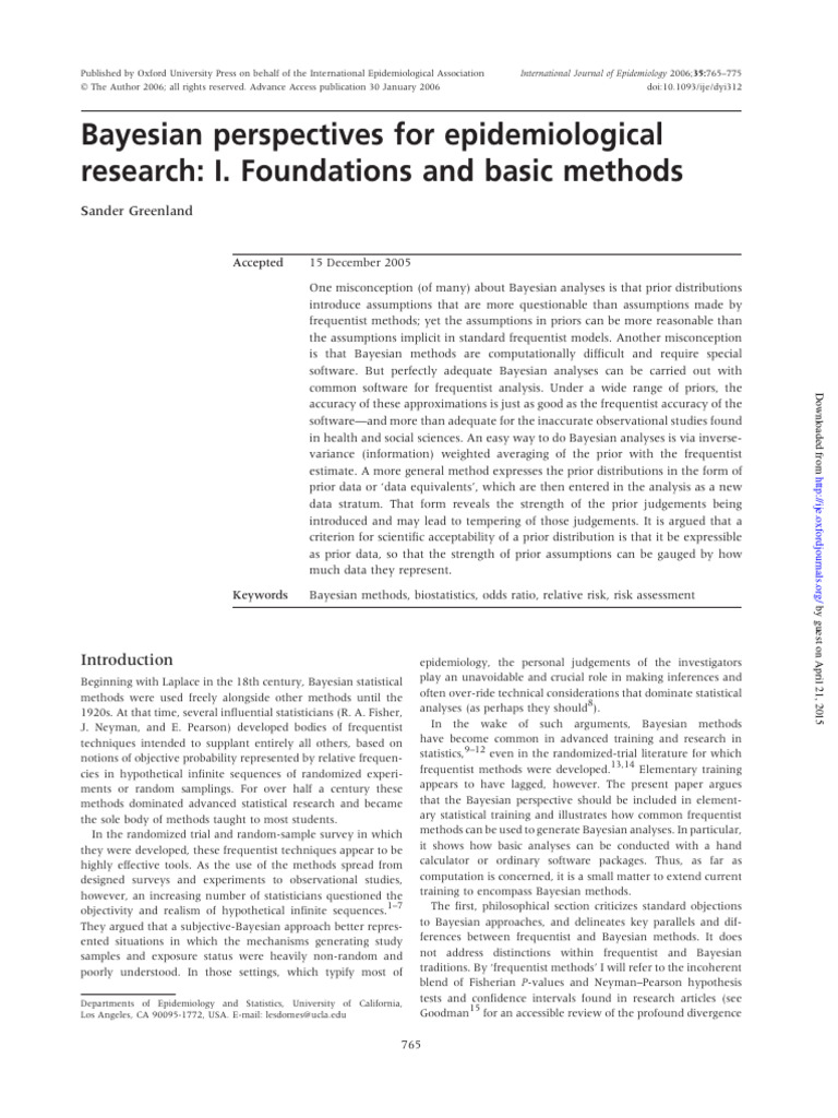 Bayesian Methods in Epidemiology Basics | PDF | Bayesian Inference ...
