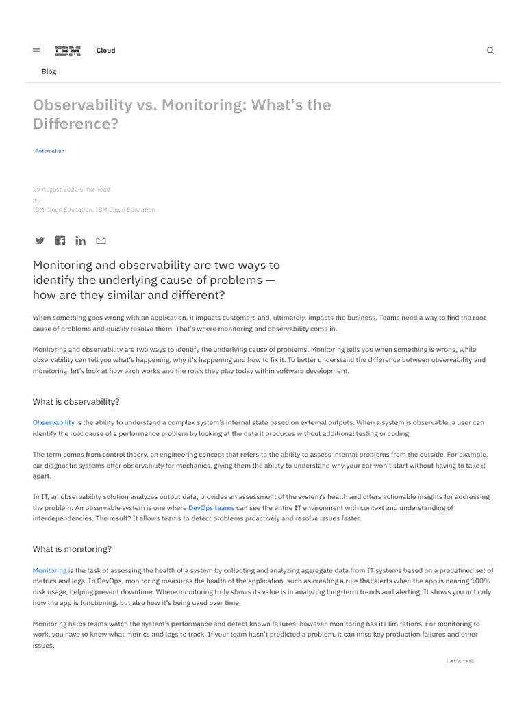 Observability Vs Monitoring What S The Difference Ibm Download