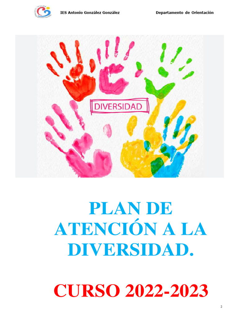Plan de Atencion A La Diversidad 2022 2023 | PDF | Inclusión (Educación ...