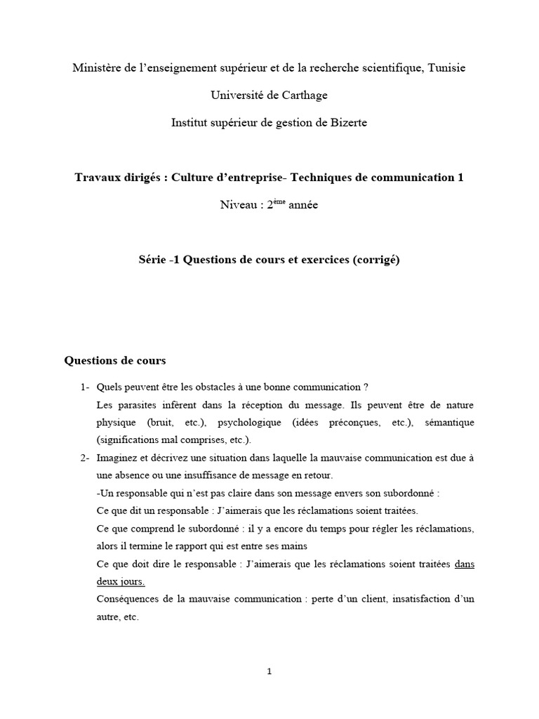 Techniques de Communication et Exercices | PDF | la communication