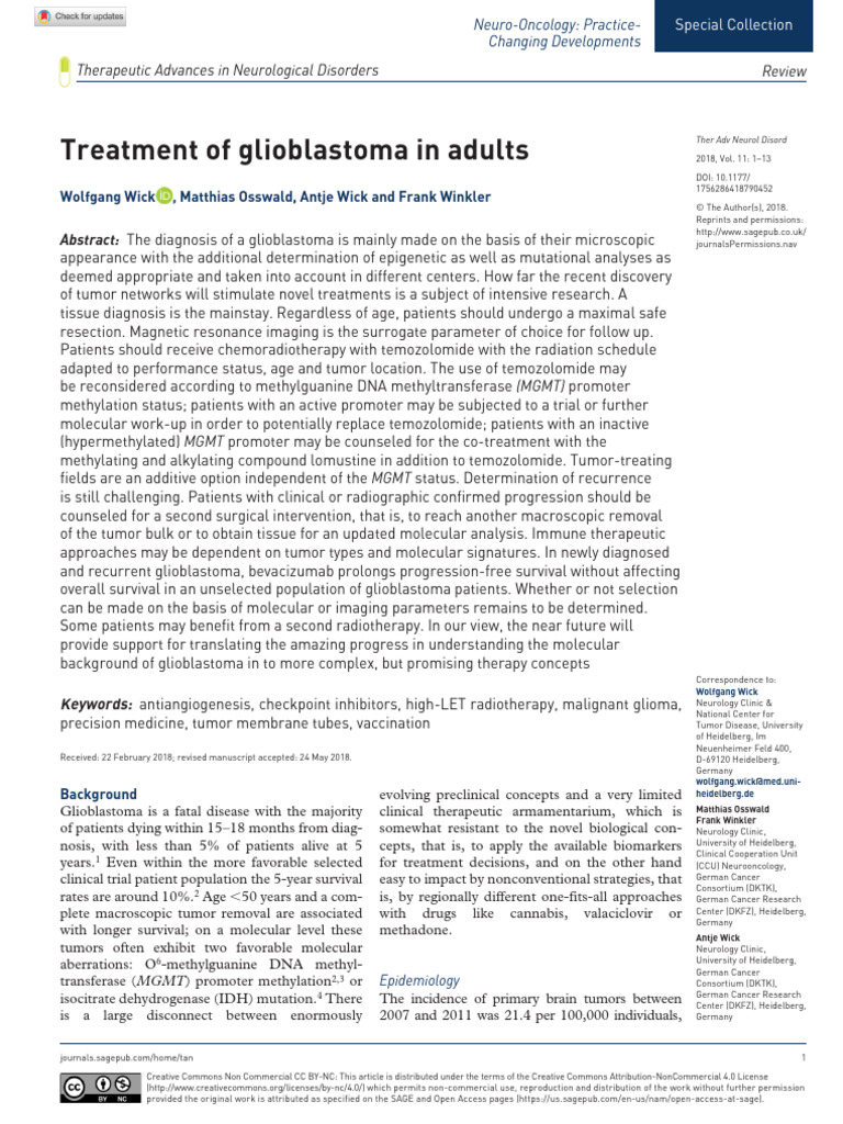 Advances in Glioblastoma Treatment | PDF | Glioma | Radiation Therapy