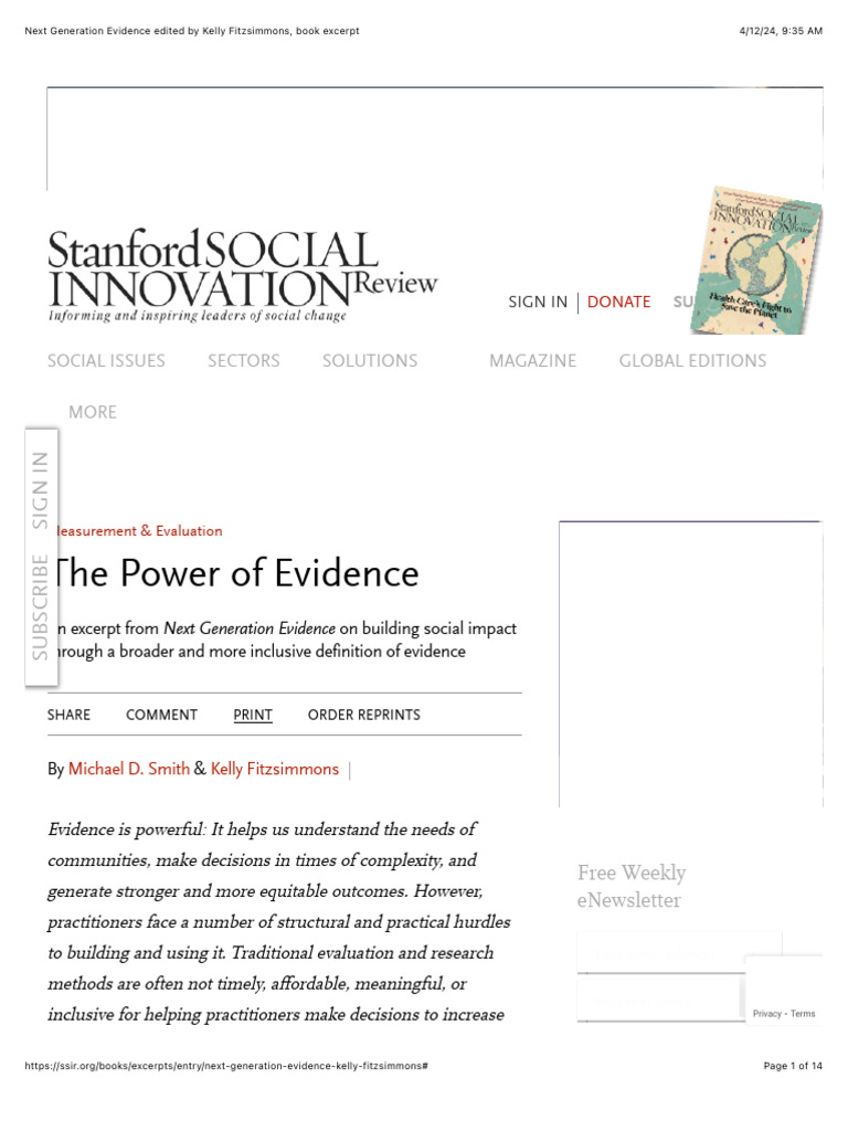 Next Generation Evidence Edited by Kelly Fitzsimmons, Book Excerpt ...