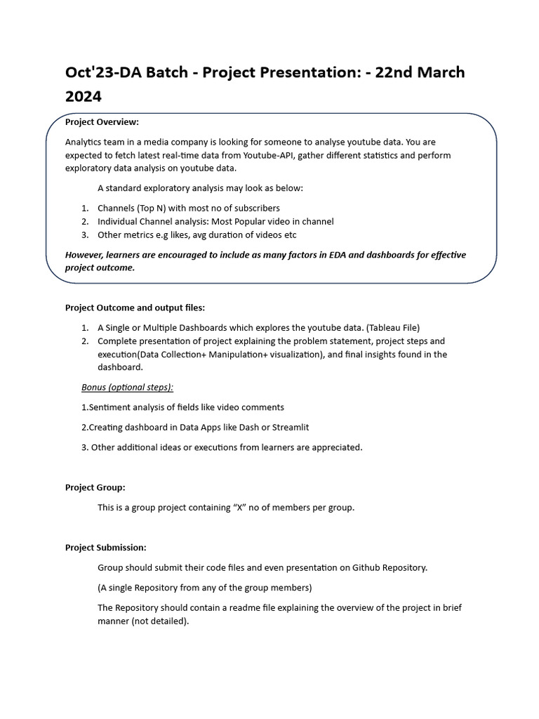 YouTube Data Analysis Project Guide | PDF