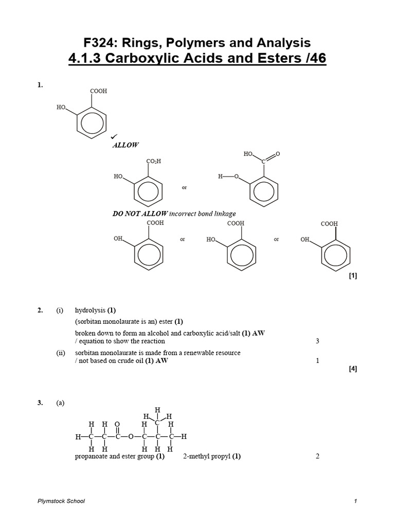 Carboxylic Acids and Esters Analysis | PDF | Carboxylic Acid | Ester