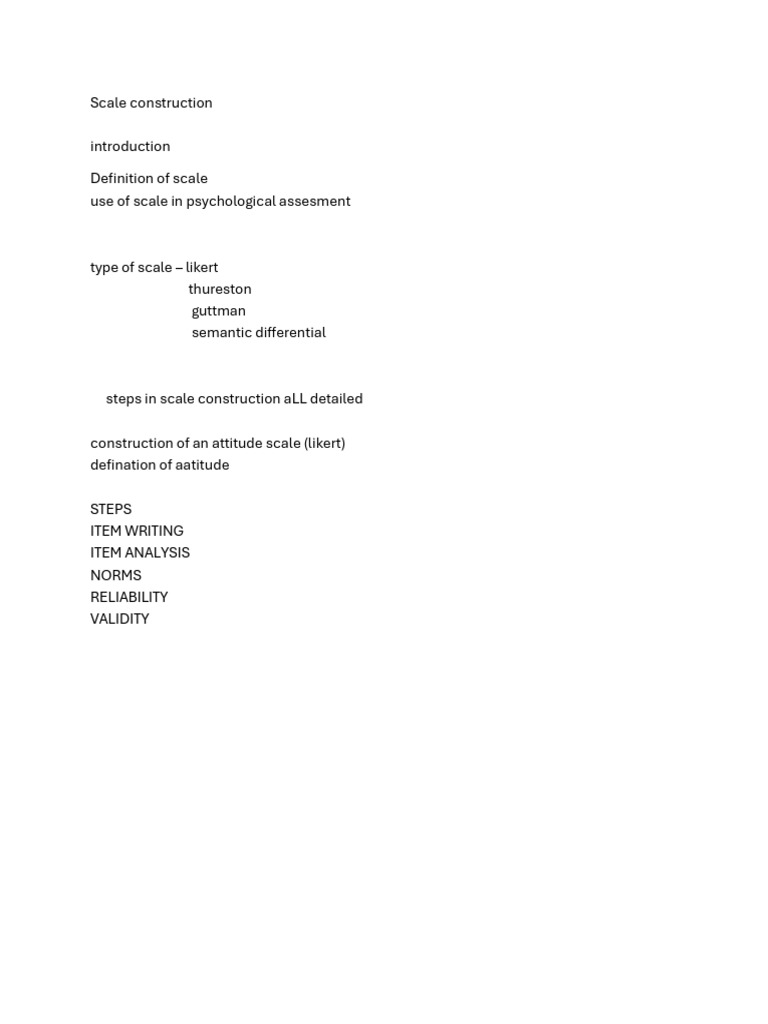 Techniques for Scale Construction | PDF | Attitude (Psychology ...