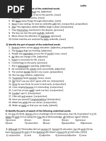 Parts of Speech With Answers