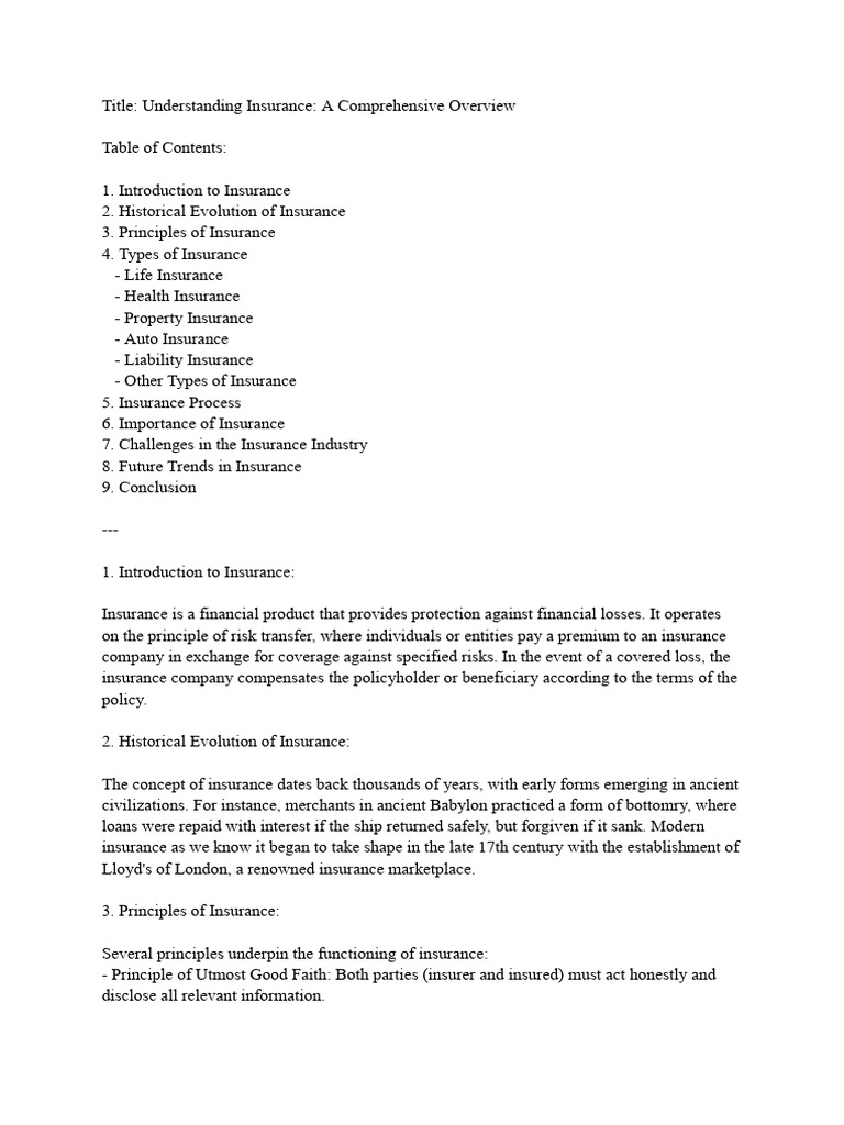 Comprehensive Guide to Insurance Basics | PDF | Insurance | Risk