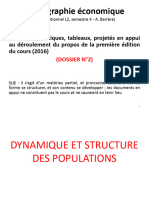 Tableaux Et Graphiques Accompagnant Le Cours de Démographie Économique, DOSSIER N°2 (Version Provisoire)