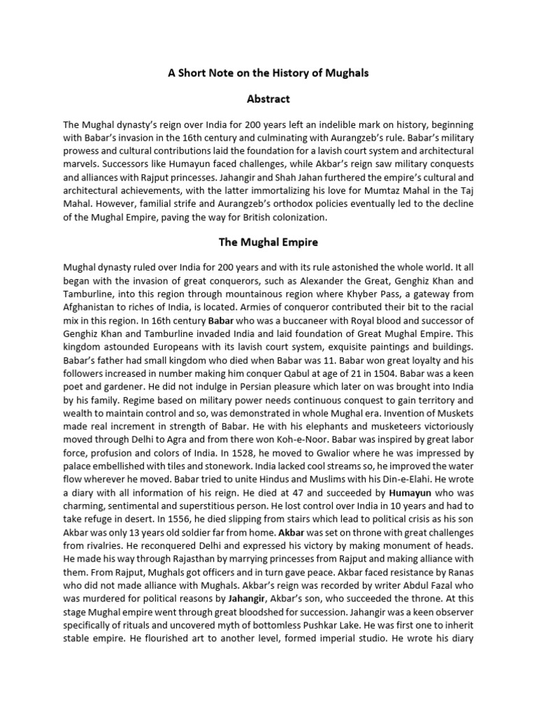 Write A Short Note On Mughal Architecture