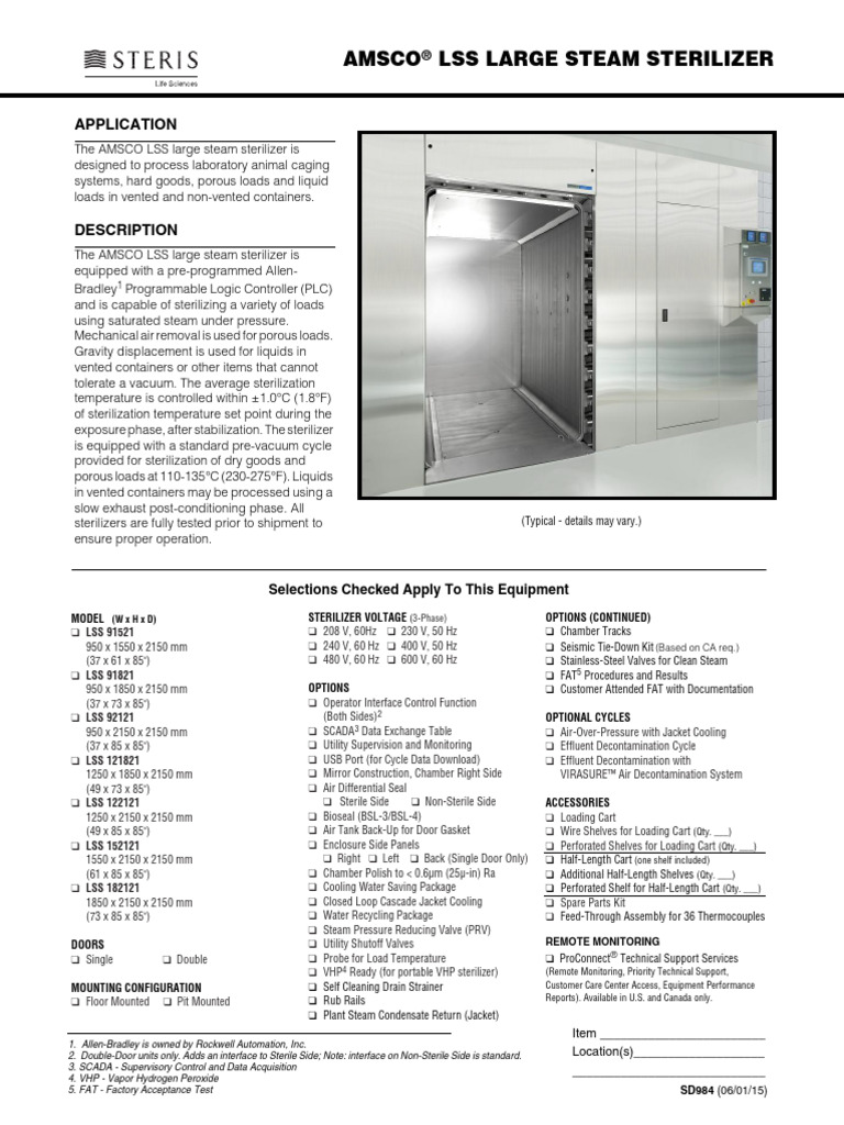 LargeSteamSterilizer - SD984 06-15 | PDF | Sterilization (Microbiology ...