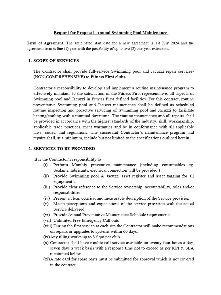 Rfp swimming pool pdf performance indicator occupational safety