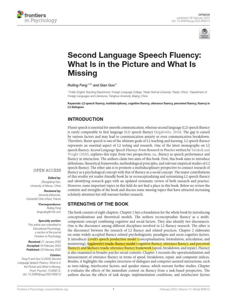 Article - Fluency in Second Language | PDF | Fluency | Second Language