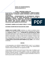 Tutela de Oliva Contra La Secretaria de Educacion Del Cesar