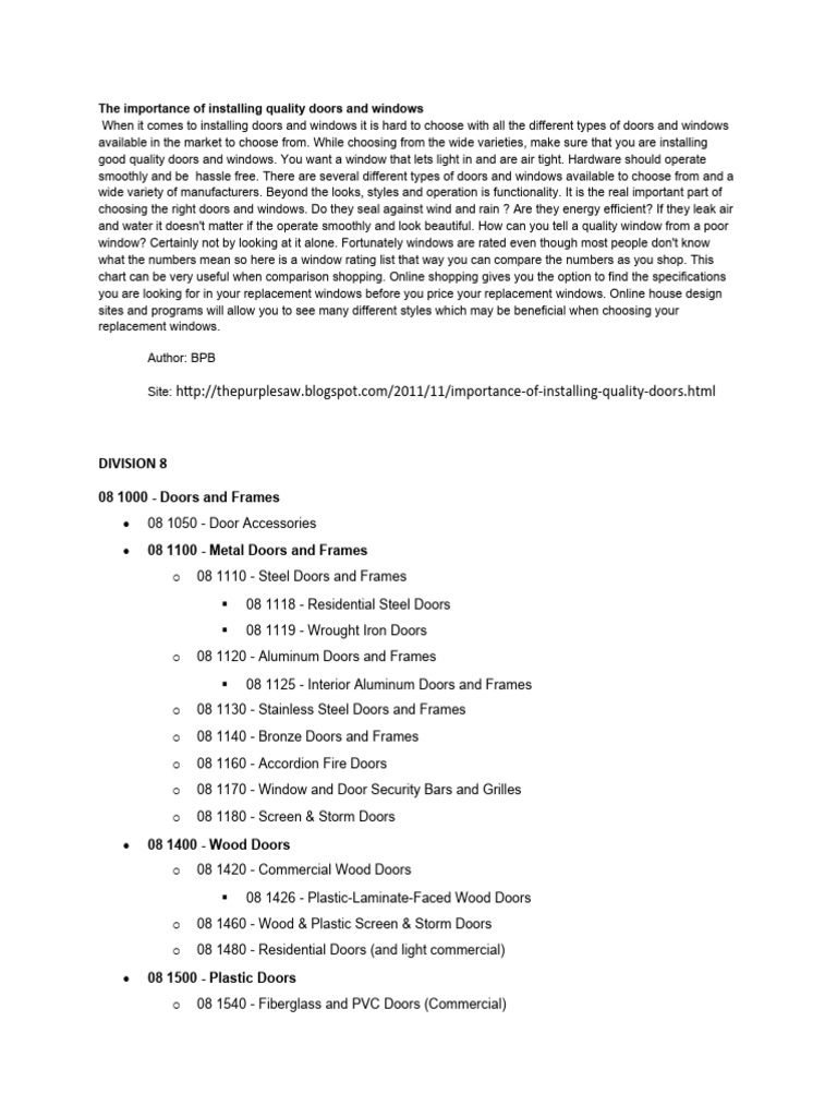 Building Tech-Division 8 (Doors) Report | PDF | Door | Refrigerator