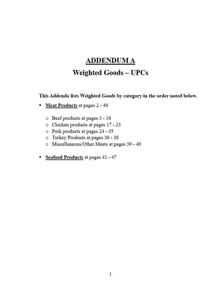Weighted Goods UPCs for Meat Products | PDF | Chuck Steak | Beef