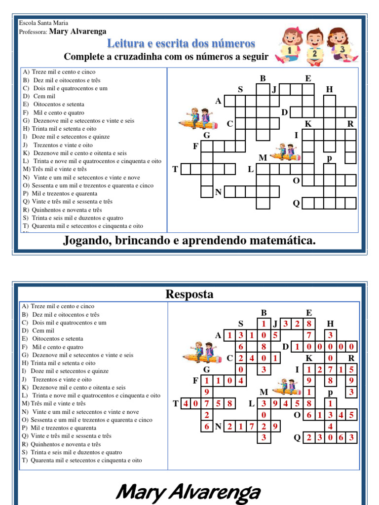Cruzadinha de Números por Extenso | PDF | Navios de guerra
