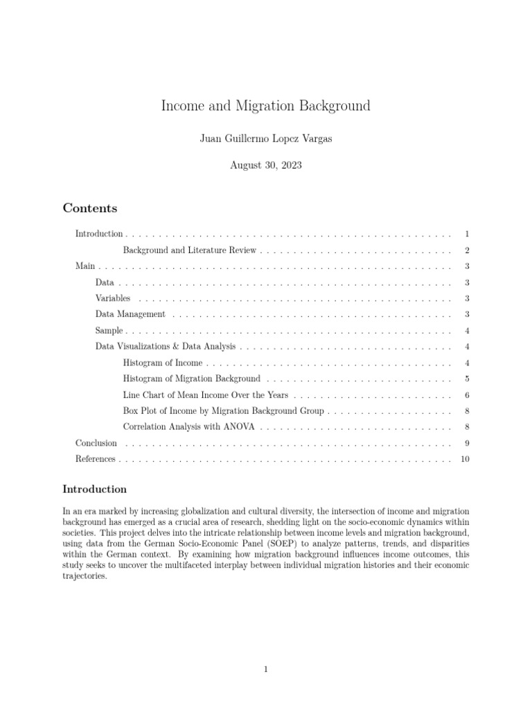 Income and Migration Background Analysis | PDF | Histogram | Immigration