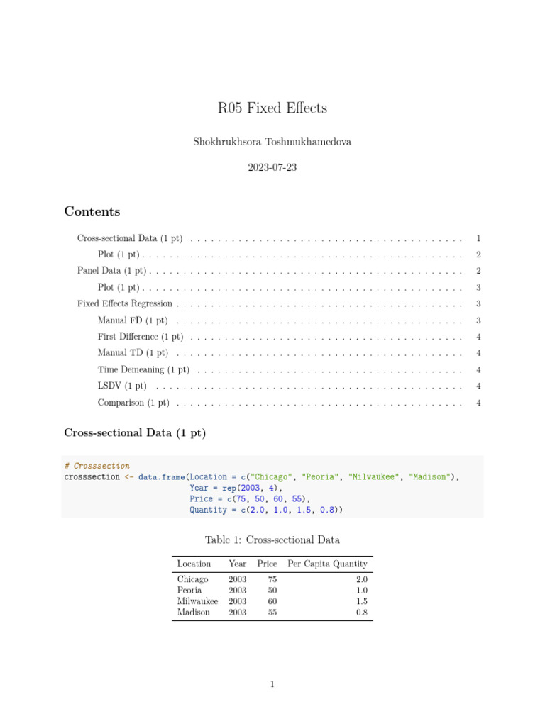 Fixed Effects Regression Guide | PDF | Fixed Effects Model ...