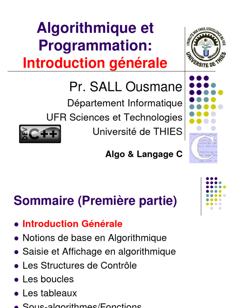 Introduction à l'Algorithmique C | PDF | Programmation informatique ...