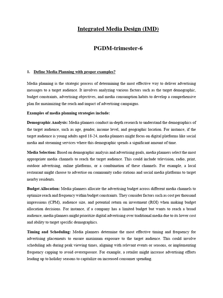 Media Planning and Design Guide | PDF | Target Audience | Mass Media